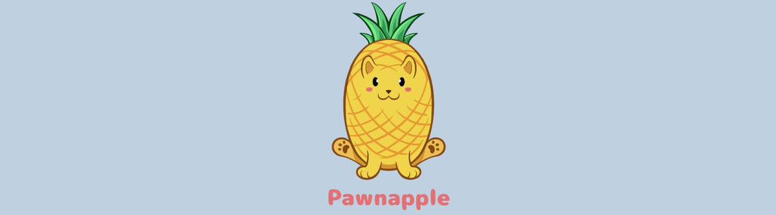 Image of the adorable Pawnapple™, which is a pineapple drawn as a cute kitten