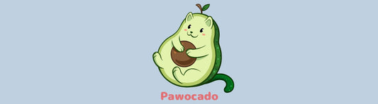 Image of the adorable Pawocado™, which is an avocado drawn as a cute kitten