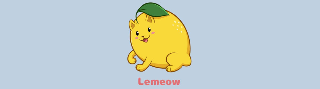 Image of the adorable Lemeow™, which is a lemon drawn as a cute kitten